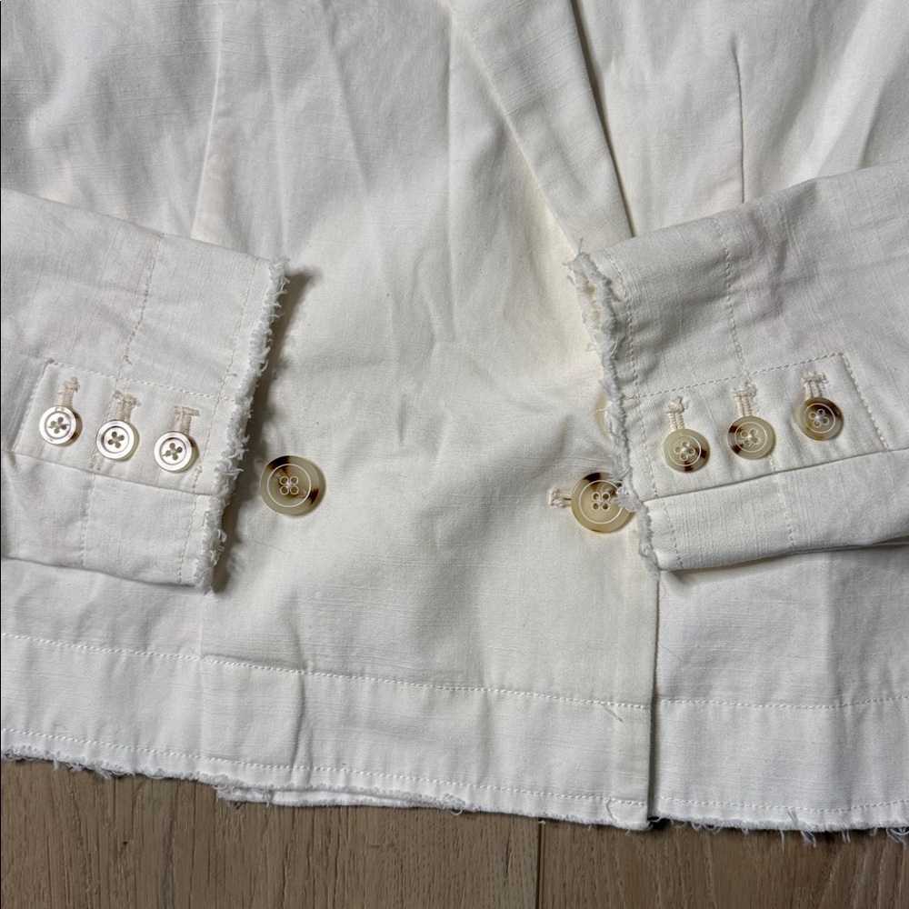 Anthropologie NWT Pilcro Fray Hem Ivory Cotton Blazer Size Small - Picture 6 of 10